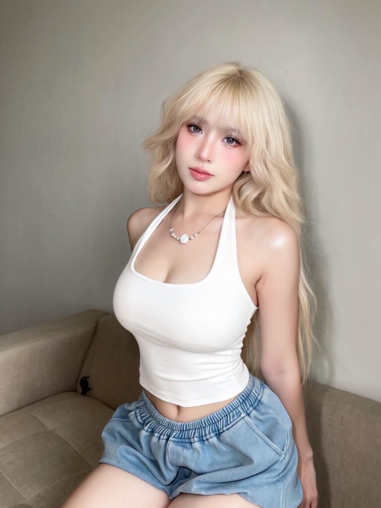 UNa To Uyen với bông hoa đỏ cài trên mái tóc đen