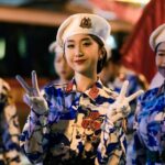 Nguyễn Thu Quỳnh trong hình ảnh nữ quân nhân tại sự kiện diễu binh