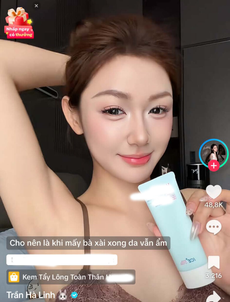 Giao diện video quảng cáo có nội dung liên quan đến chăm sóc vùng nhạy cảm