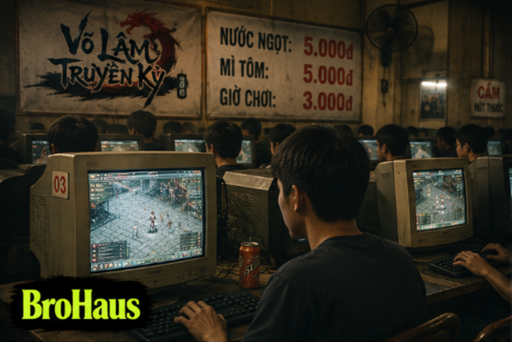 Không gian quán net với những màn hình máy tính gợi nhớ thời kỳ đầu của game online