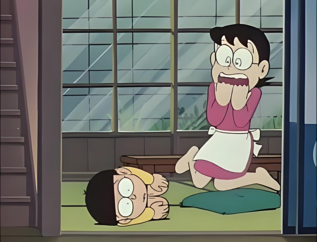 Nobita đối mặt với tình huống bất ngờ trong lúc đeo bảo bối