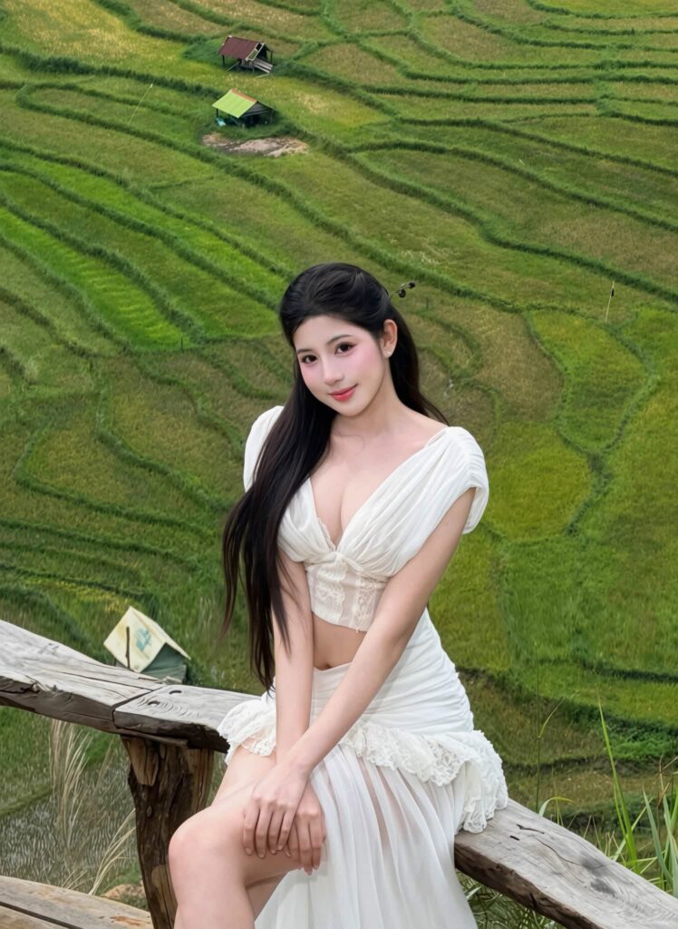 Huỳnh Mai Linh dịu dàng bên những búp sen hồng