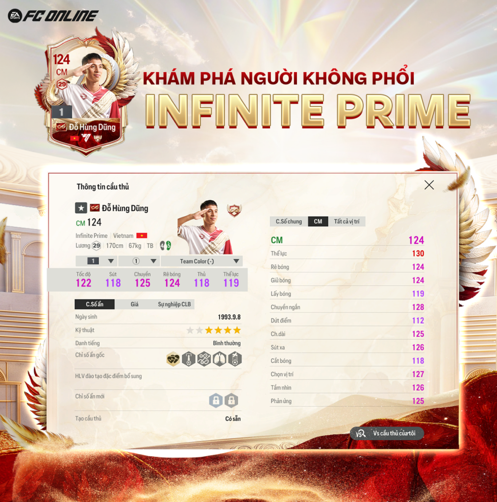 Đội hình FC Online có sự góp mặt của một cầu thủ Việt Nam