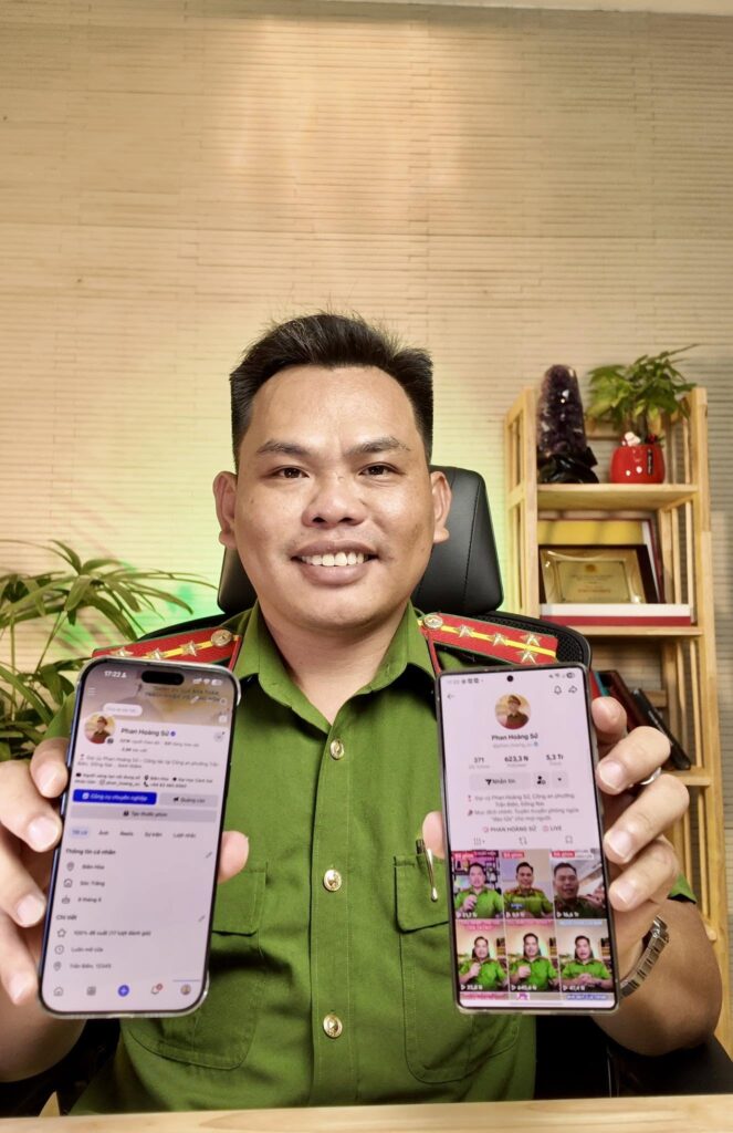 Trang TikTok và Facebook của Đại úy Phan Hoàng Sử với lượng theo dõi lớn