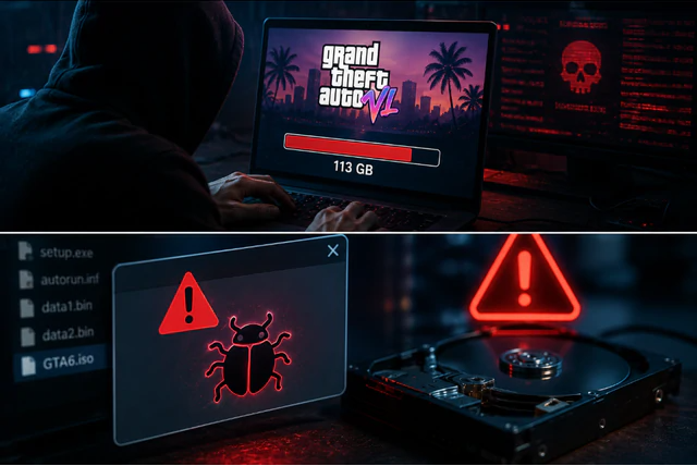 Hình minh họa game thủ đối mặt với tệp tải xuống nguy hiểm