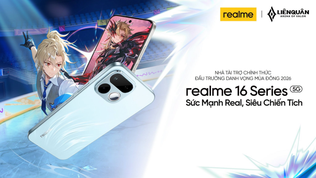 Mẫu điện thoại realme 16T 5G được giới thiệu trong chiến dịch gaming