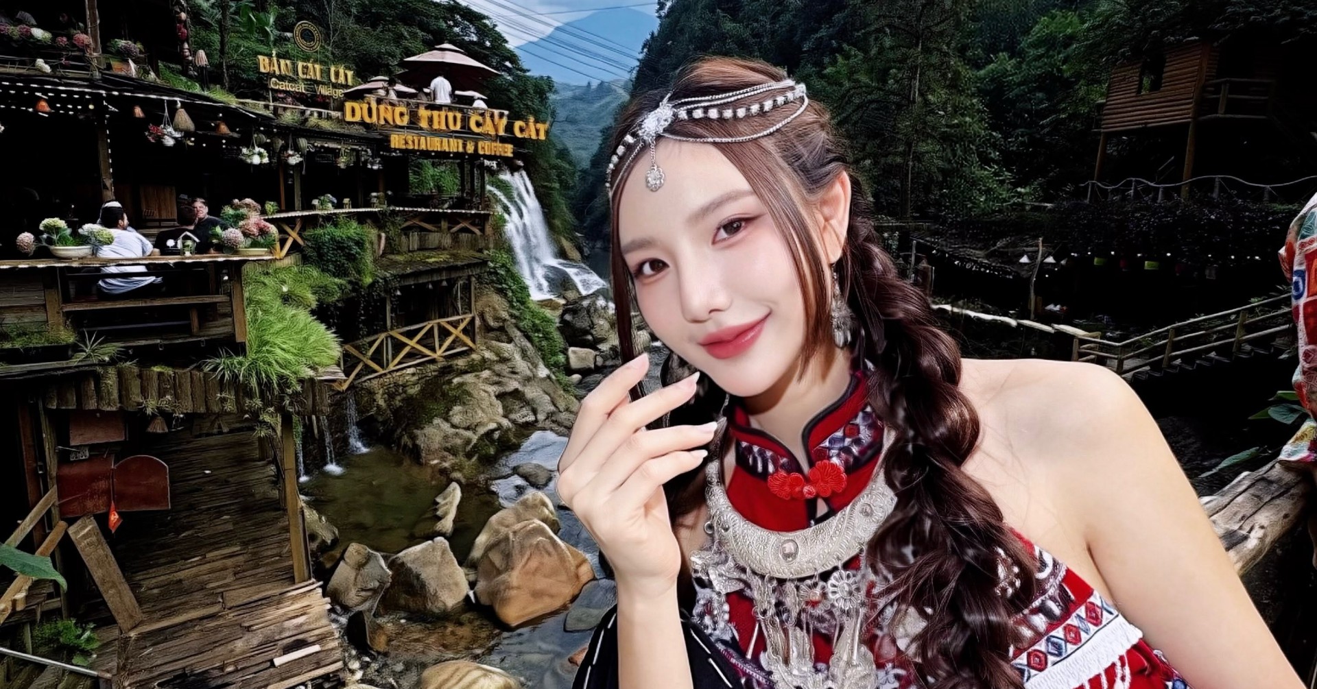 Atittaya Chaiyasing tạo dáng giữa khung cảnh núi rừng Sapa