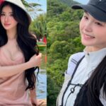 An Vy tươi cười trong trang phục thể thao giữa cung đường núi xanh