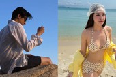 Nữ diễn viên Mai Davika tạo dáng giữa biển xanh và nắng vàng