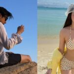 Chi Pu tạo dáng bên bờ biển trong bikini họa tiết chấm bi