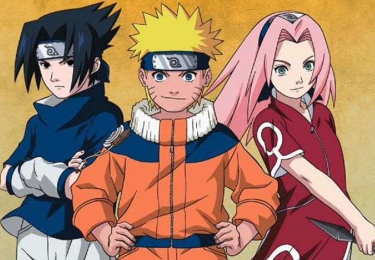 Naruto đứng giữa khung cảnh chiến đấu với nguồn chakra bao quanh