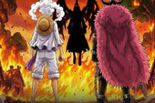 Luffy liên tục tấn công Saint Saturn bằng chuỗi đấm Gear 5