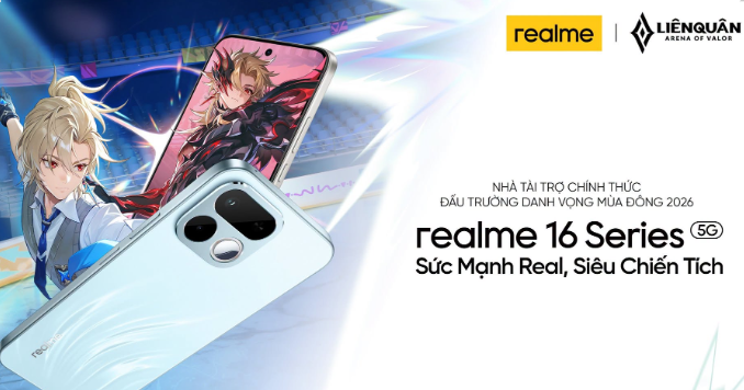 Sân khấu Đấu Trường Danh Vọng Mùa Đông 2026 với nhận diện của realme
