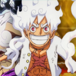 Luffy kích hoạt Gear 5 với tạo hình tóc và trang phục chuyển sang màu trắng