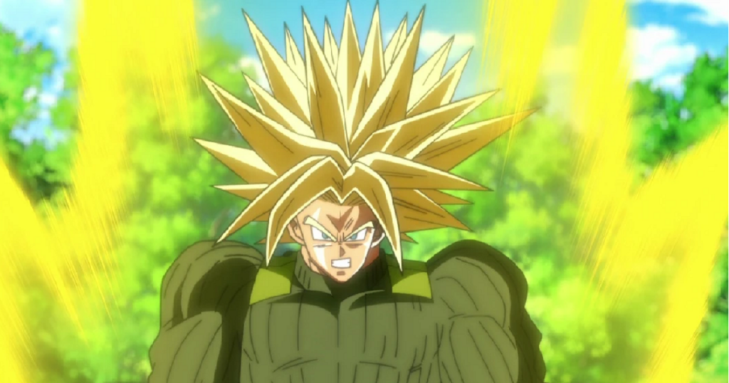 Trunks biến thành Super Saiyan với thân hình cơ bắp đồ sộ