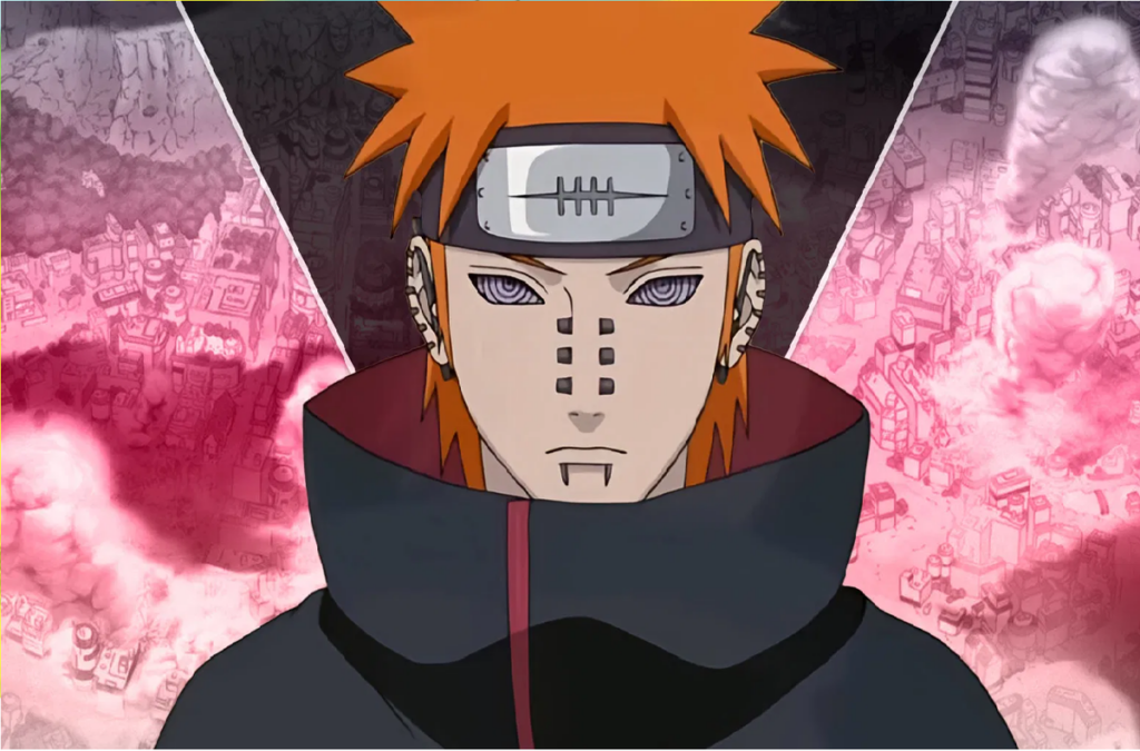Pain đứng giữa khung cảnh u tối trong Naruto