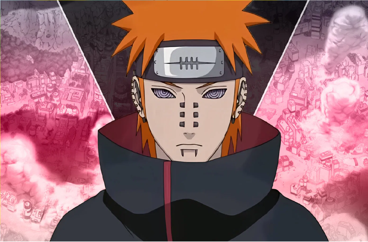 Pain đứng giữa khung cảnh u tối trong Naruto