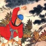 Võ Tòng ngồi uống rượu và ăn thịt trước khi lên Cảnh Dương Cương