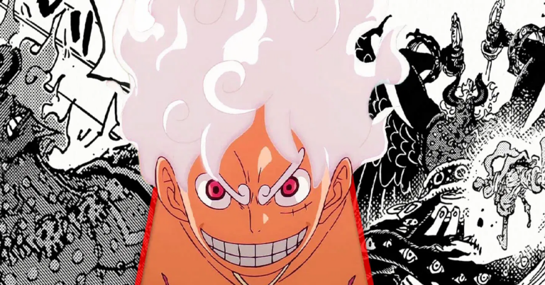 Luffy trong hình dạng Gear 5 chuẩn bị tung đòn tấn công tại Elbaf