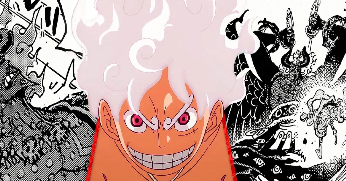 Luffy trong hình dạng Gear 5 chuẩn bị tung đòn tấn công tại Elbaf