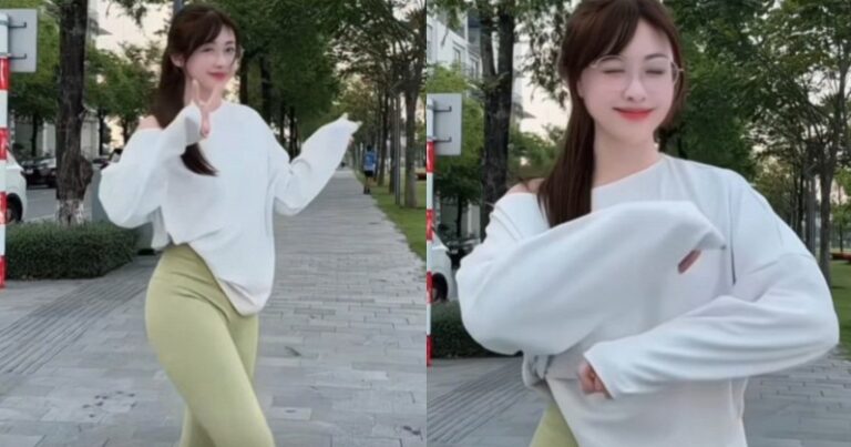Mai Ngọc thực hiện động tác khởi động trước buổi chạy bộ