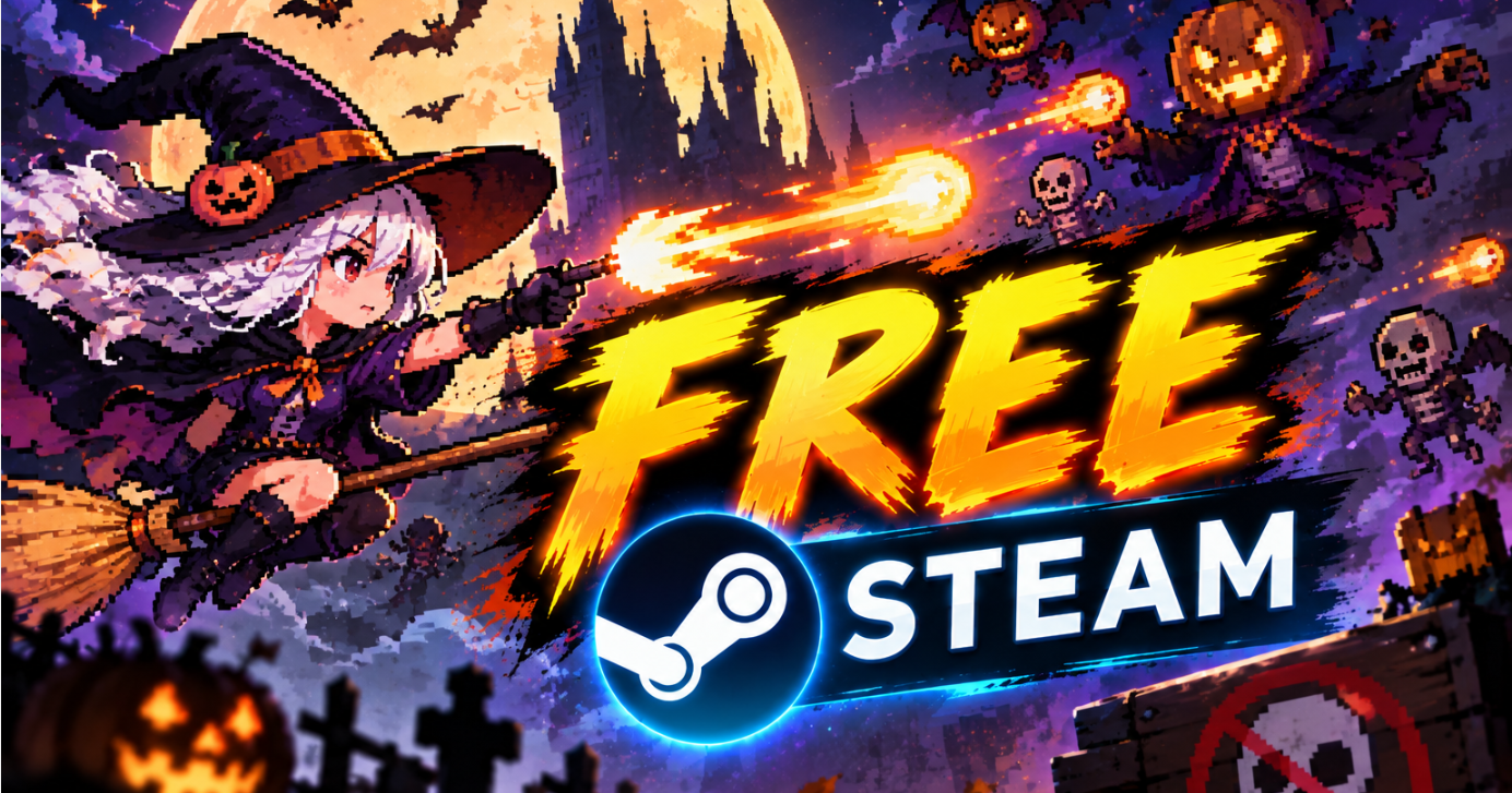 Trang Steam giới thiệu Witchcraft: Candy Hunt với hình ảnh trò chơi pixel art