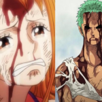 Zoro đứng trước Kuma sau khi Luffy kiệt sức tại Thriller Bark