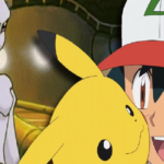 Pikachu của Ash đứng trong khung cảnh anime Pokémon