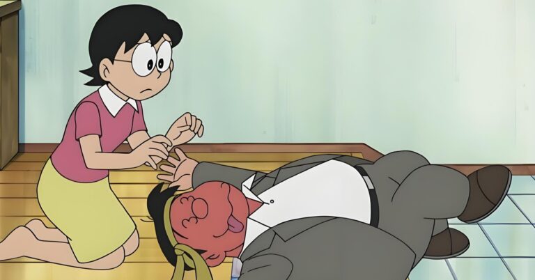 Ông Nobi Nobisuke xuất hiện với vẻ ngoài giản dị trong bối cảnh đời thường của Doraemon