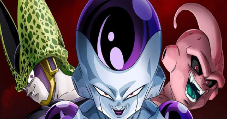 Frieza đứng giữa khung cảnh chiến đấu trong Dragon Ball