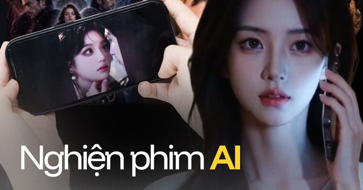 Màn hình điện thoại hiển thị các đoạn phim AI ngắn trên mạng xã hội