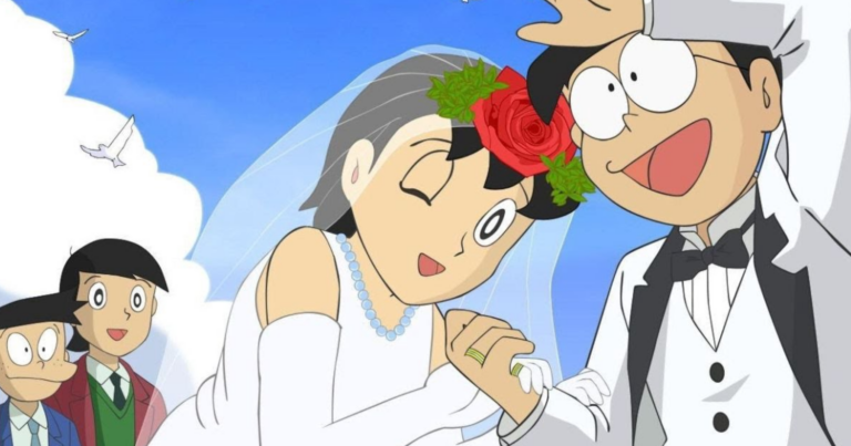 Nobita xuất hiện trong khung cảnh quen thuộc của Doraemon