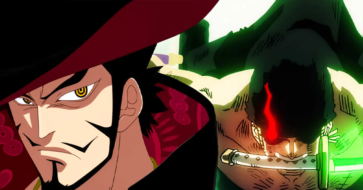 Zoro trong khoảnh khắc hồi tưởng về thời gian huấn luyện cùng Mihawk