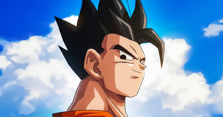 Gohan đứng đối diện Super Buu trong bối cảnh Buu Saga