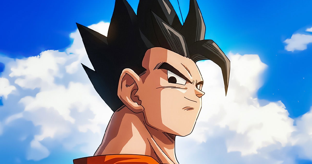 Gohan đứng đối diện Super Buu trong bối cảnh Buu Saga