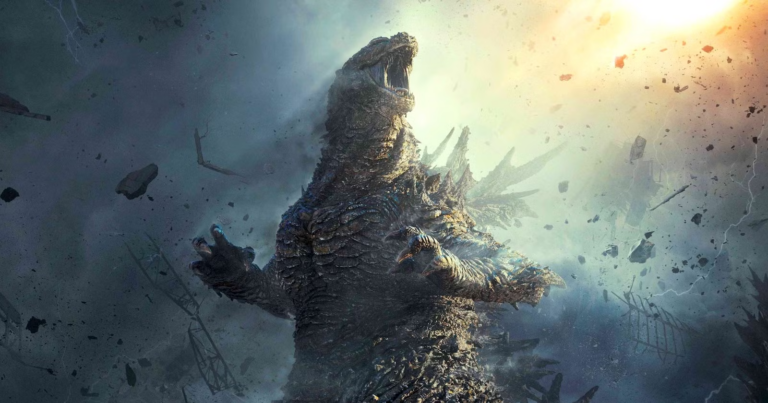 Hình ảnh quảng bá Godzilla Minus Zero với quái vật khổng lồ trong bối cảnh u tối