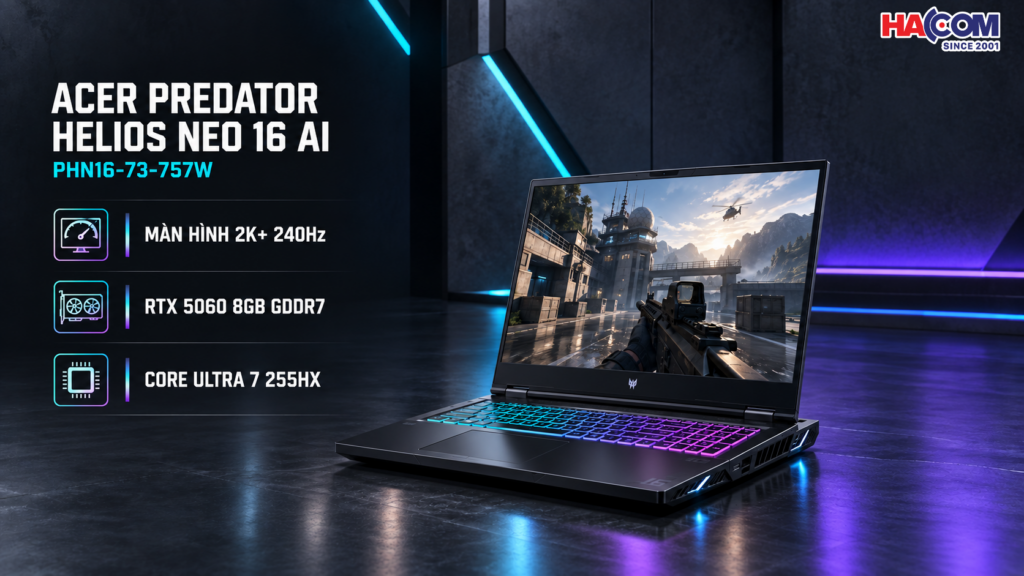 Acer Predator Helios Neo 16 với màn hình tần số quét cao