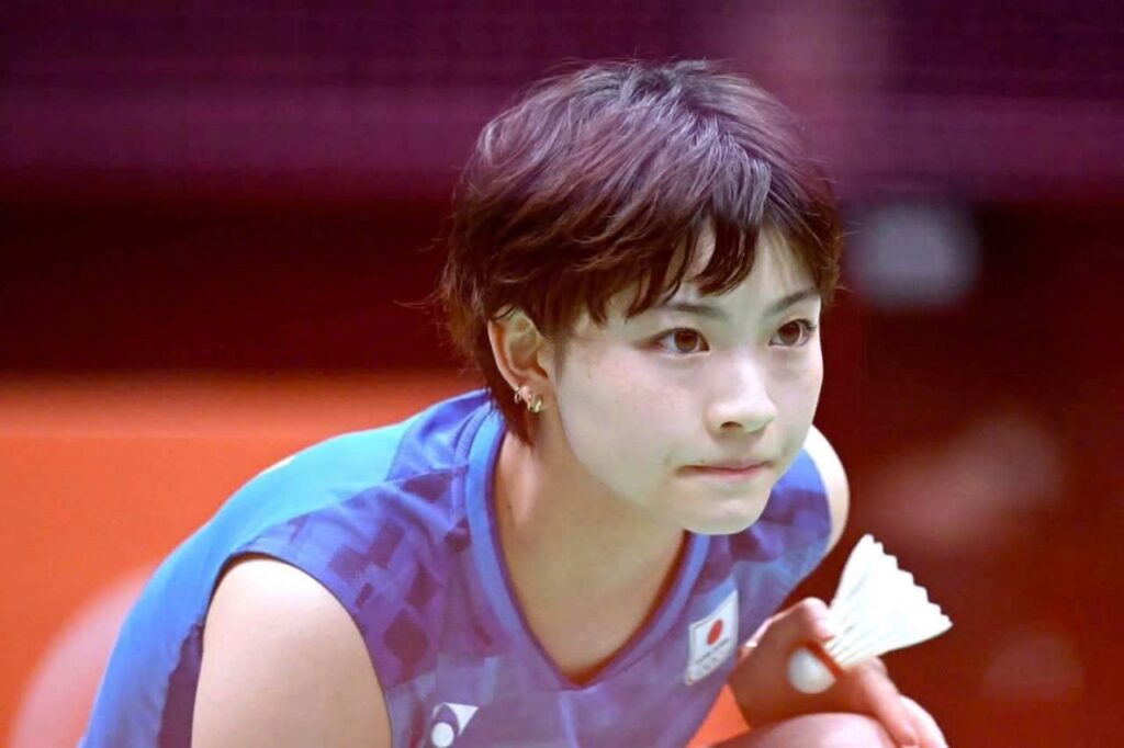 Miyazaki Tomoka thi đấu tại một giải cầu lông quốc tế