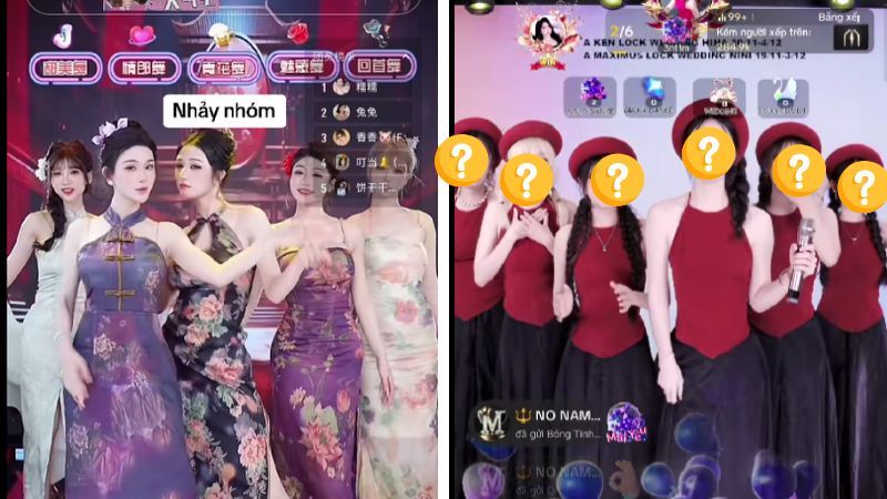 Giao diện phát sóng hiển thị quà tặng ảo và lượt tương tác