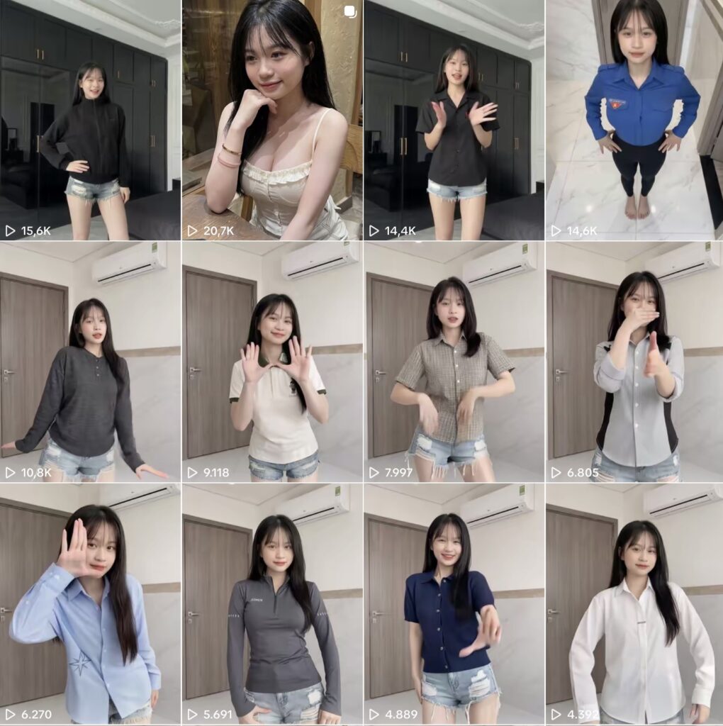 Giao diện bài đăng video ngắn có nhiều lượt tương tác