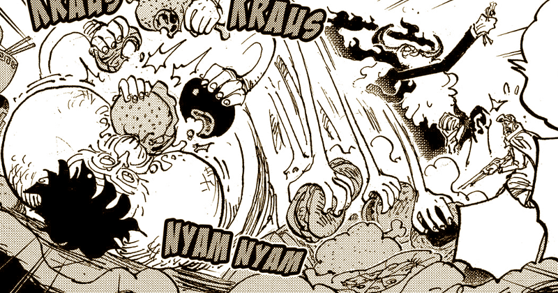 Luffy phối hợp cùng Loki và Hajrudin trong trận chiến