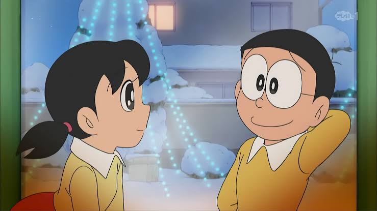 Hình ảnh Nobita và Shizuka gợi liên tưởng đến cuộc sống gia đình