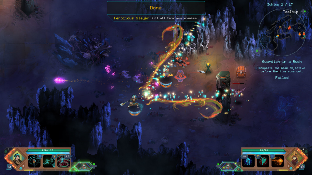 Cảnh nhân vật chiến đấu trong dungeon của Children of Morta