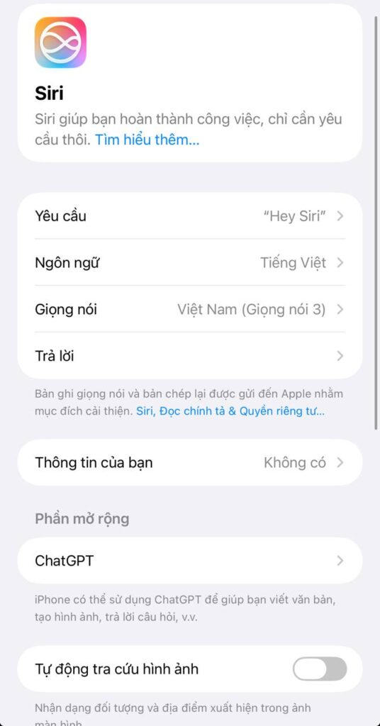 Giao diện Siri và các tính năng AI trên iPhone đời mới
