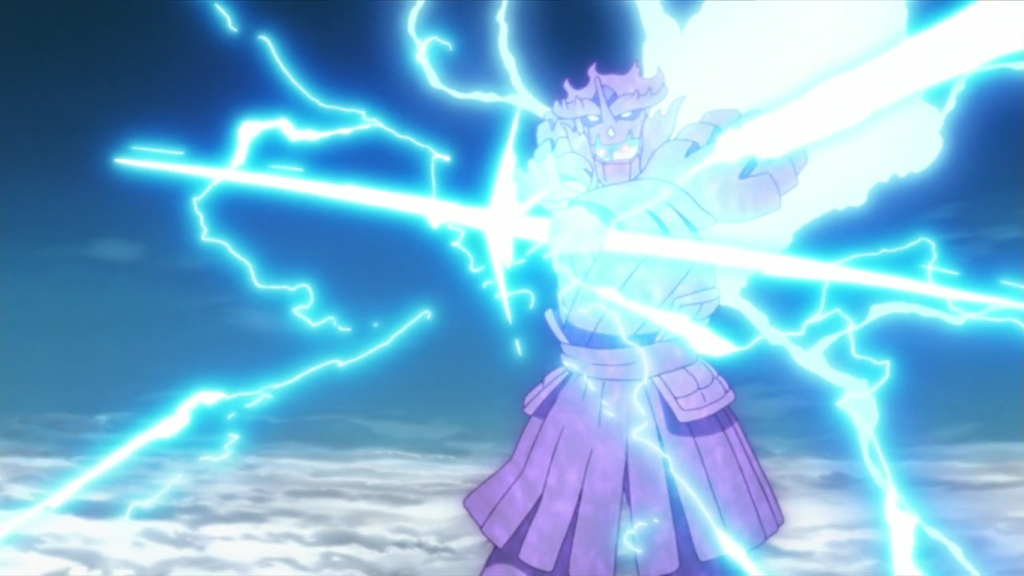Sasuke phóng Mũi tên Indra về phía đối thủ