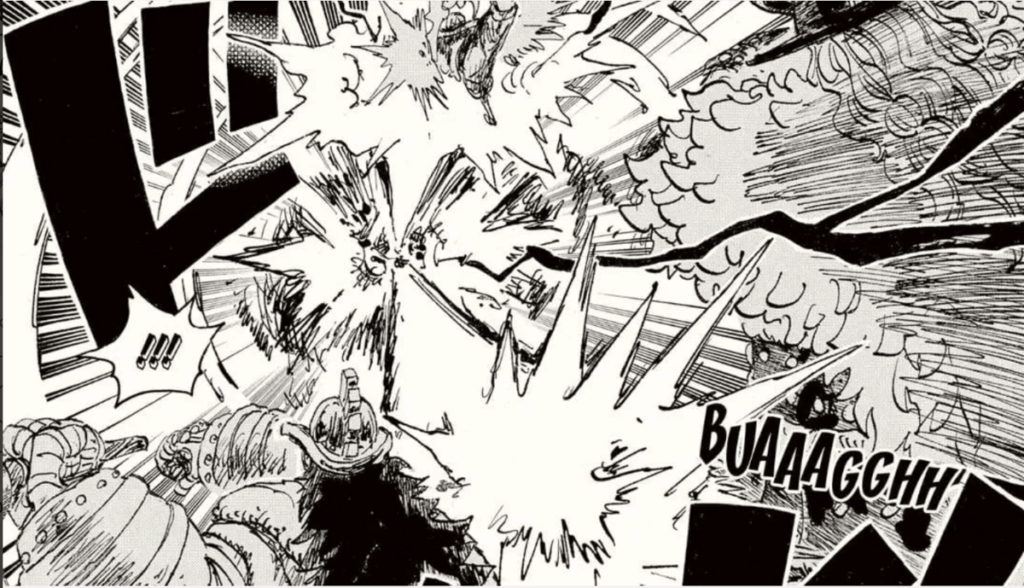 Sanji, Franky và Bonney đánh vào cơ thể cao su của Luffy
