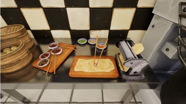 Nhân vật vận hành nhà hàng trong một phân cảnh gameplay