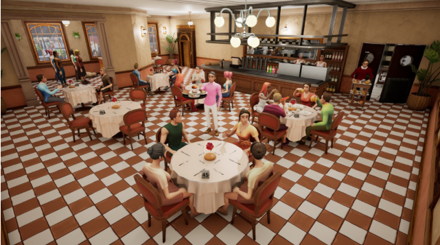 Khung cảnh nhà hàng và không gian Paris trong game mô phỏng