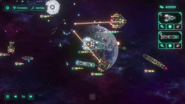 Các chiến hạm xuất hiện trong bối cảnh vũ trụ của Space Menace