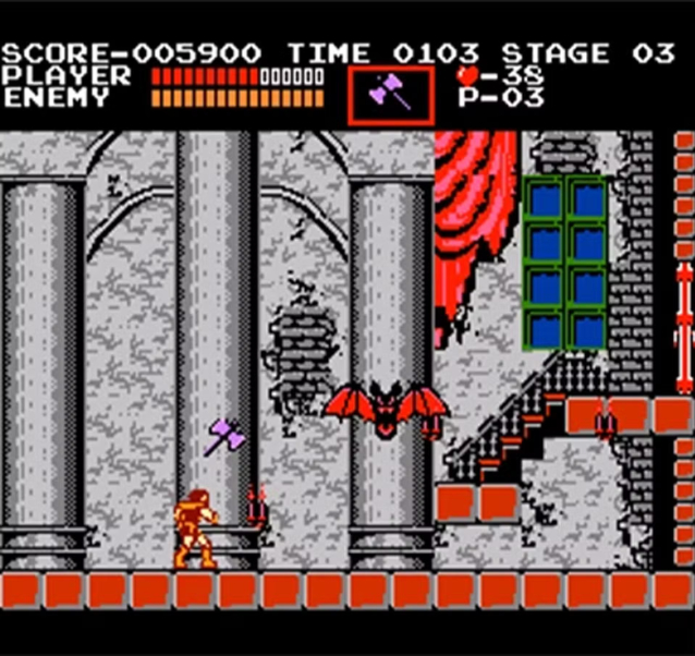 Giao diện trò chơi Castlevania được hiển thị trên màn hình điện thoại